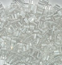 50g 5x4x2mm White Lined Crystal Tile Beads